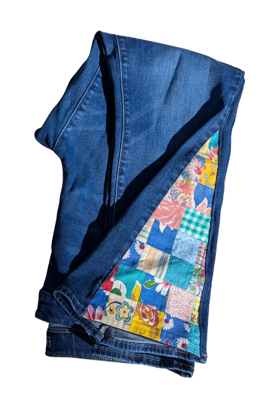 Patchwork Flare Gap Girlfriend Jeans
