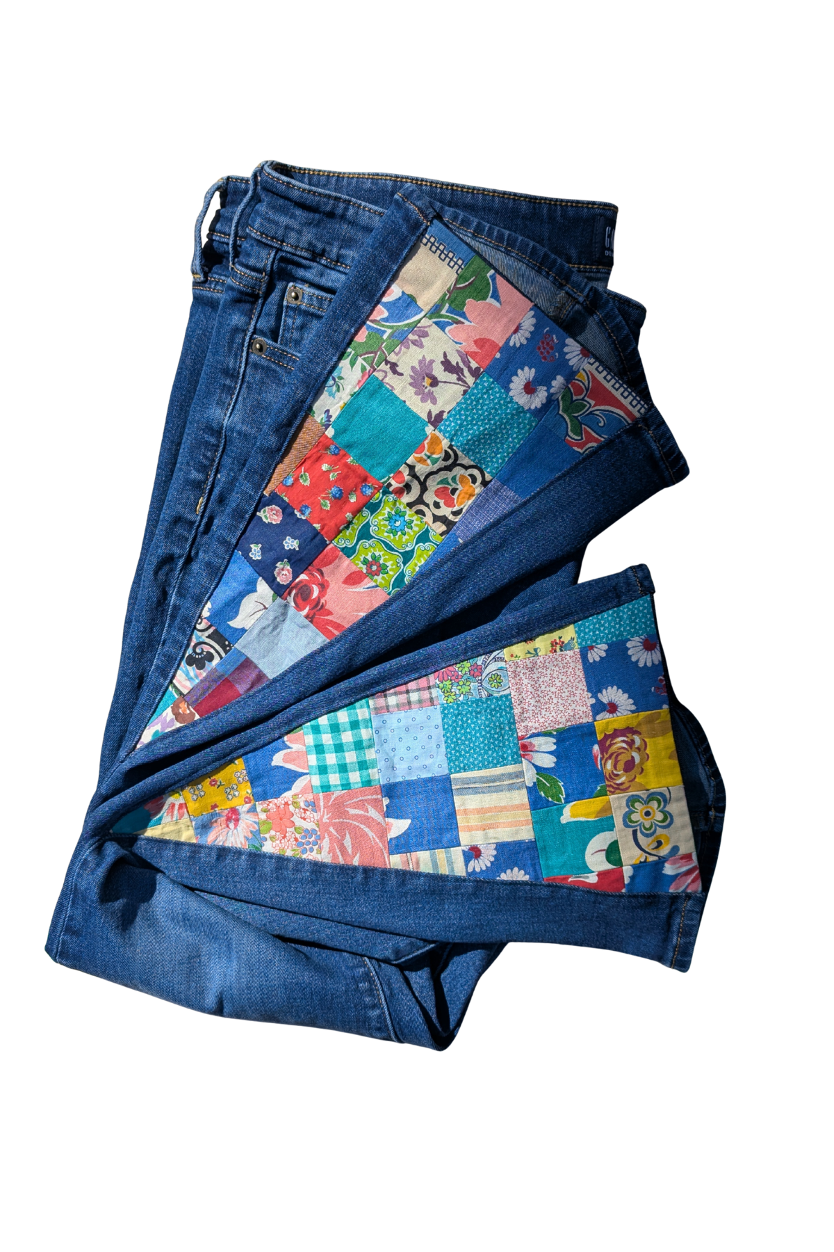 Patchwork Flare Gap Girlfriend Jeans