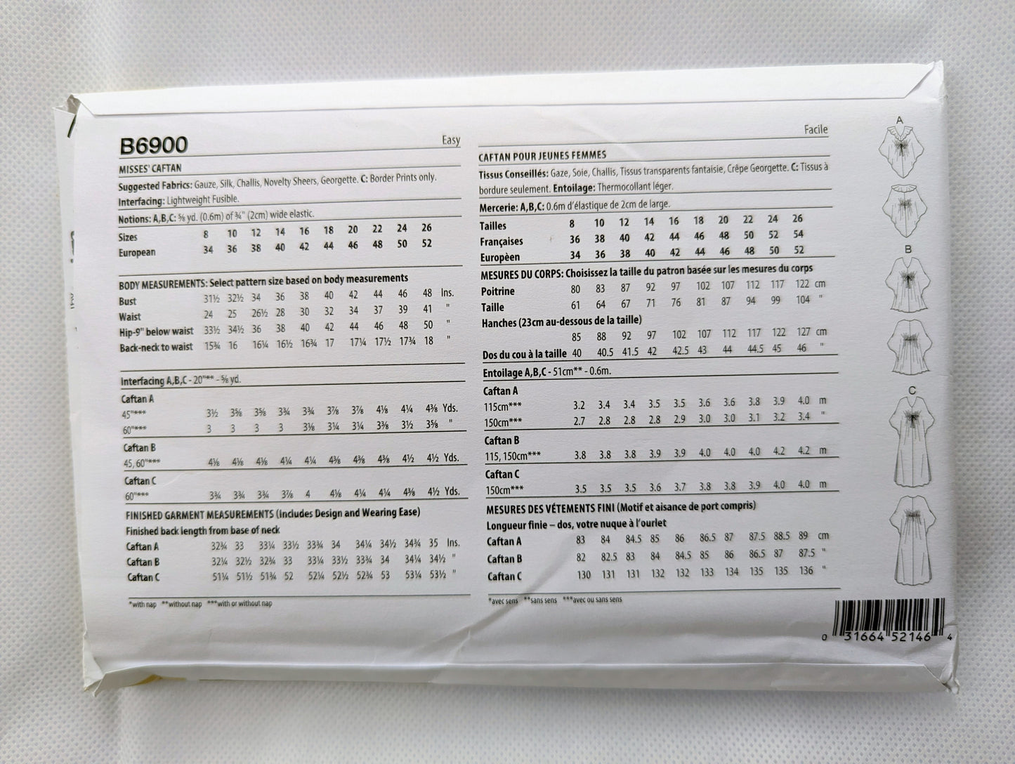 Butterick B6900 Caftan pattern