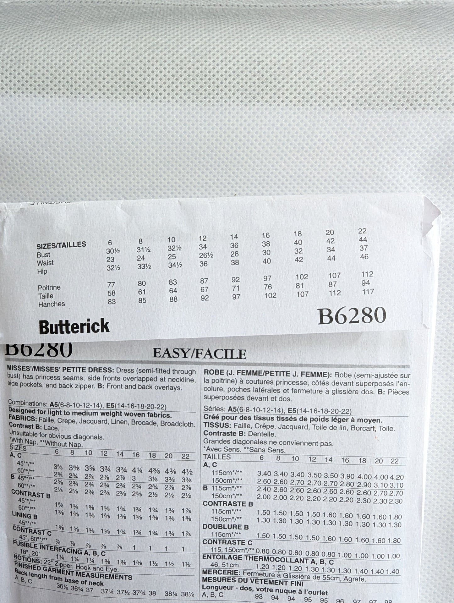 Butterick B6280 Dress Pattern