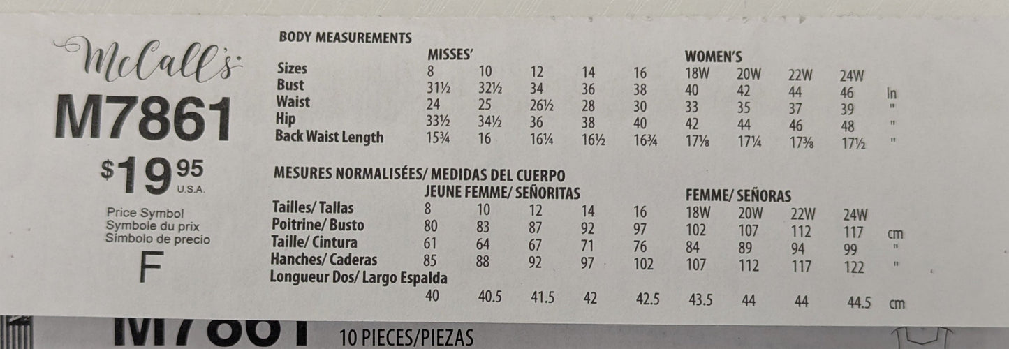 M7861 McCall's Dress pattern sizes 18W-24W
