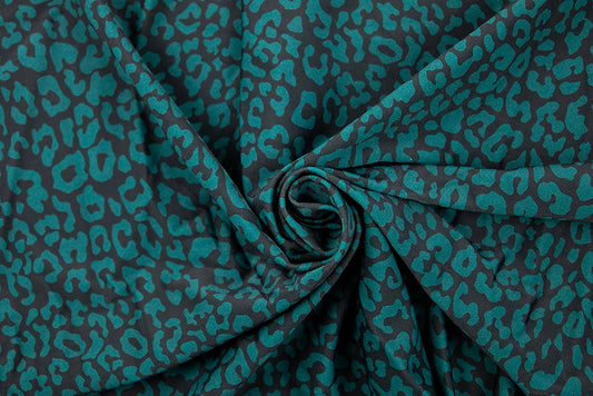 Teal Leopard Nylon Swim Fabric