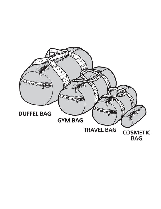Line drawings of the 4 round cargo bags