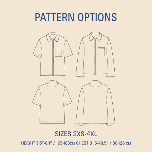 Men's Zip Shirt Sewing Pattern