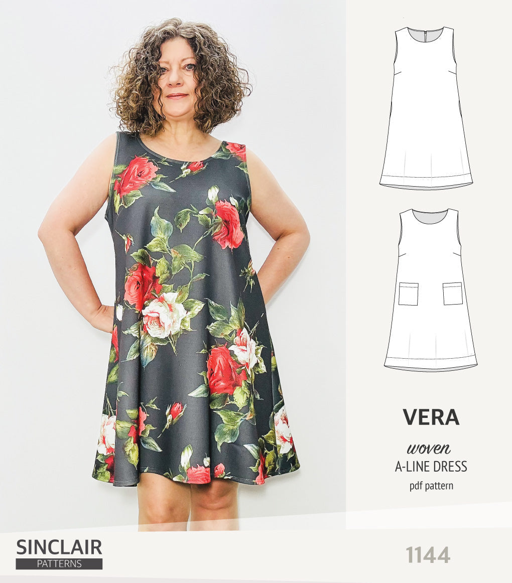 Vera A-line woven dress with pockets (PDF)