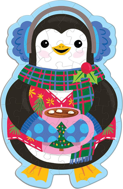 Hot Cocoa Penguin 48 Piece Scratch and Sniff Shaped Mini Pzl