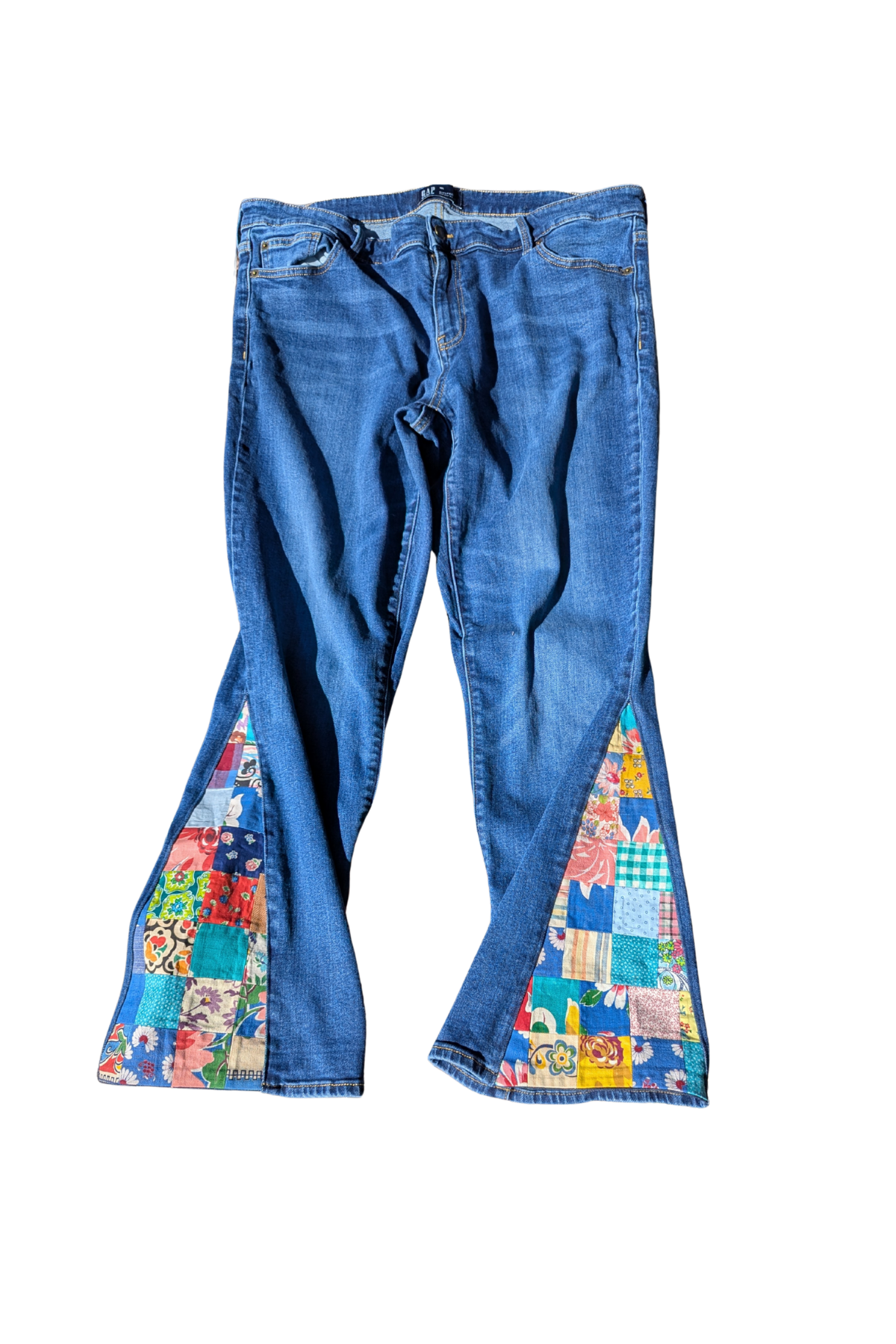 Patchwork Flare Gap Girlfriend Jeans