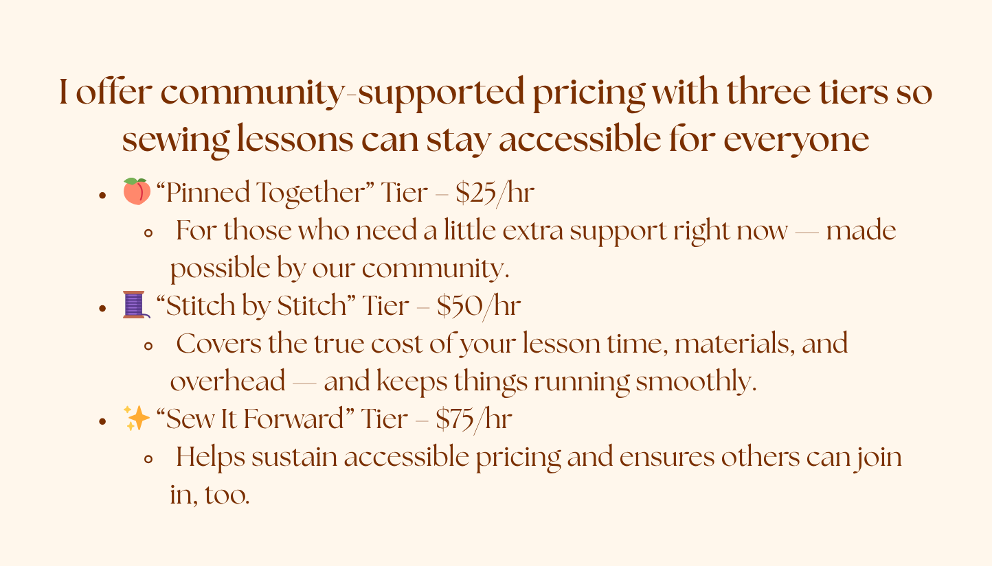 One-on-One Sewing Lessons (In Person)