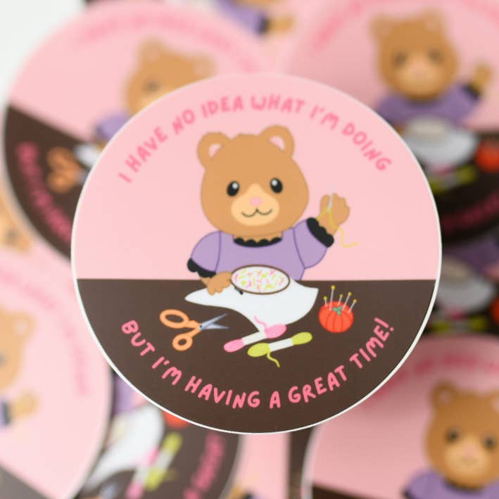 Great Time Embroidery Bear Vinyl Sticker