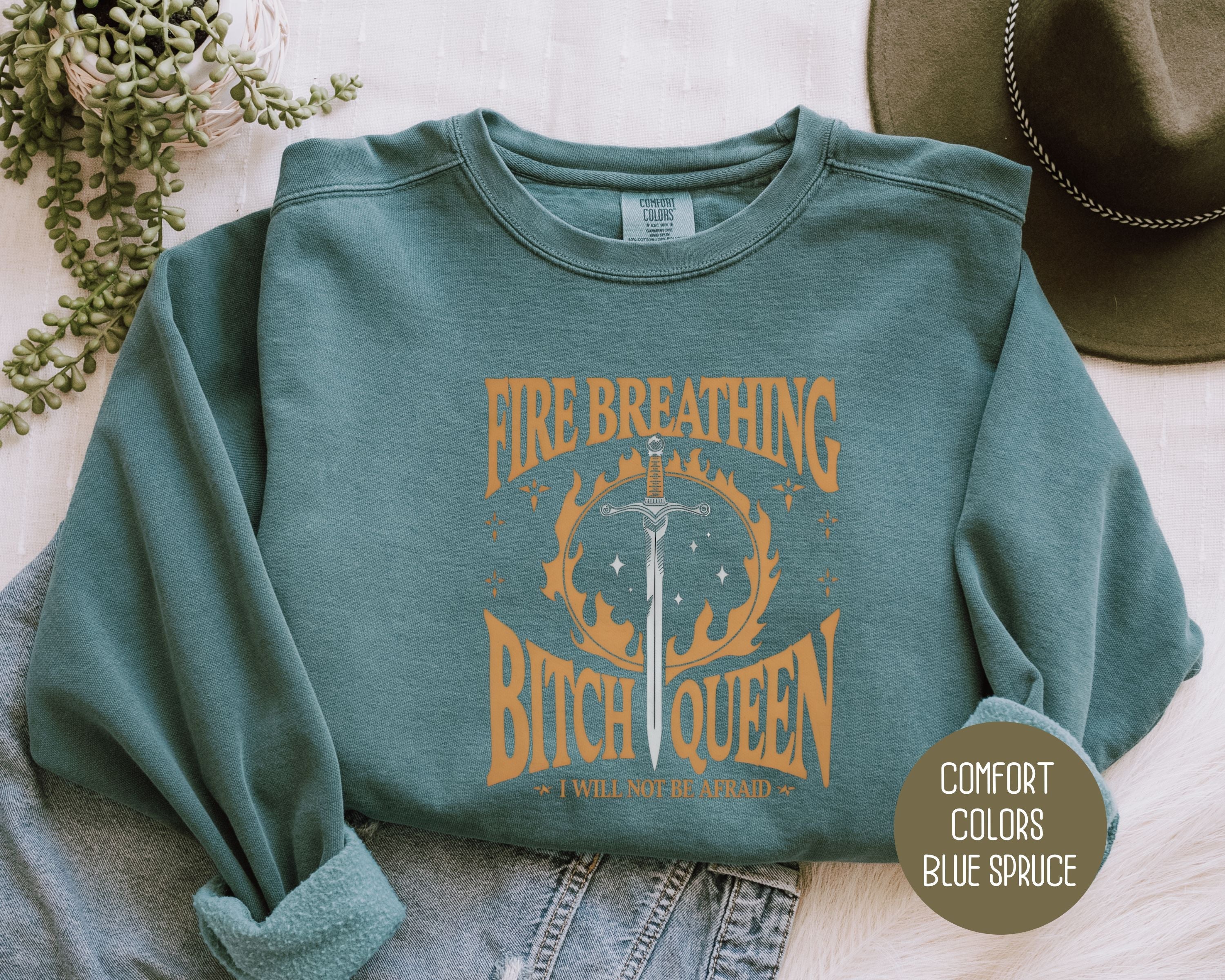 Fire Breathing Bitch Queen Comfort Colors Sweatshirt-2