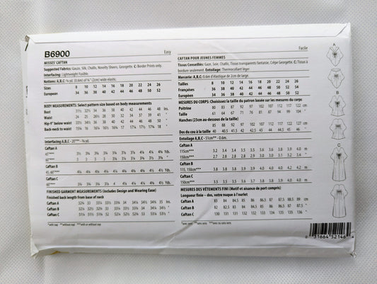 Butterick B6900 Caftan pattern