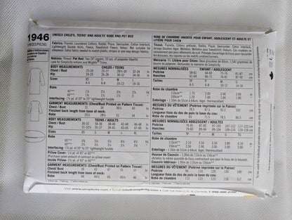 Simplicity 1946 Learn To Sew Family robes with Dog Bed