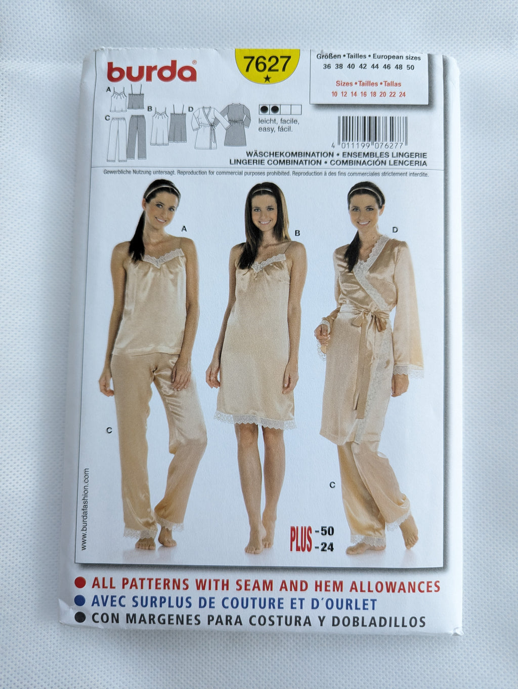 Burda 7627 Silky Sleepwear Pattern