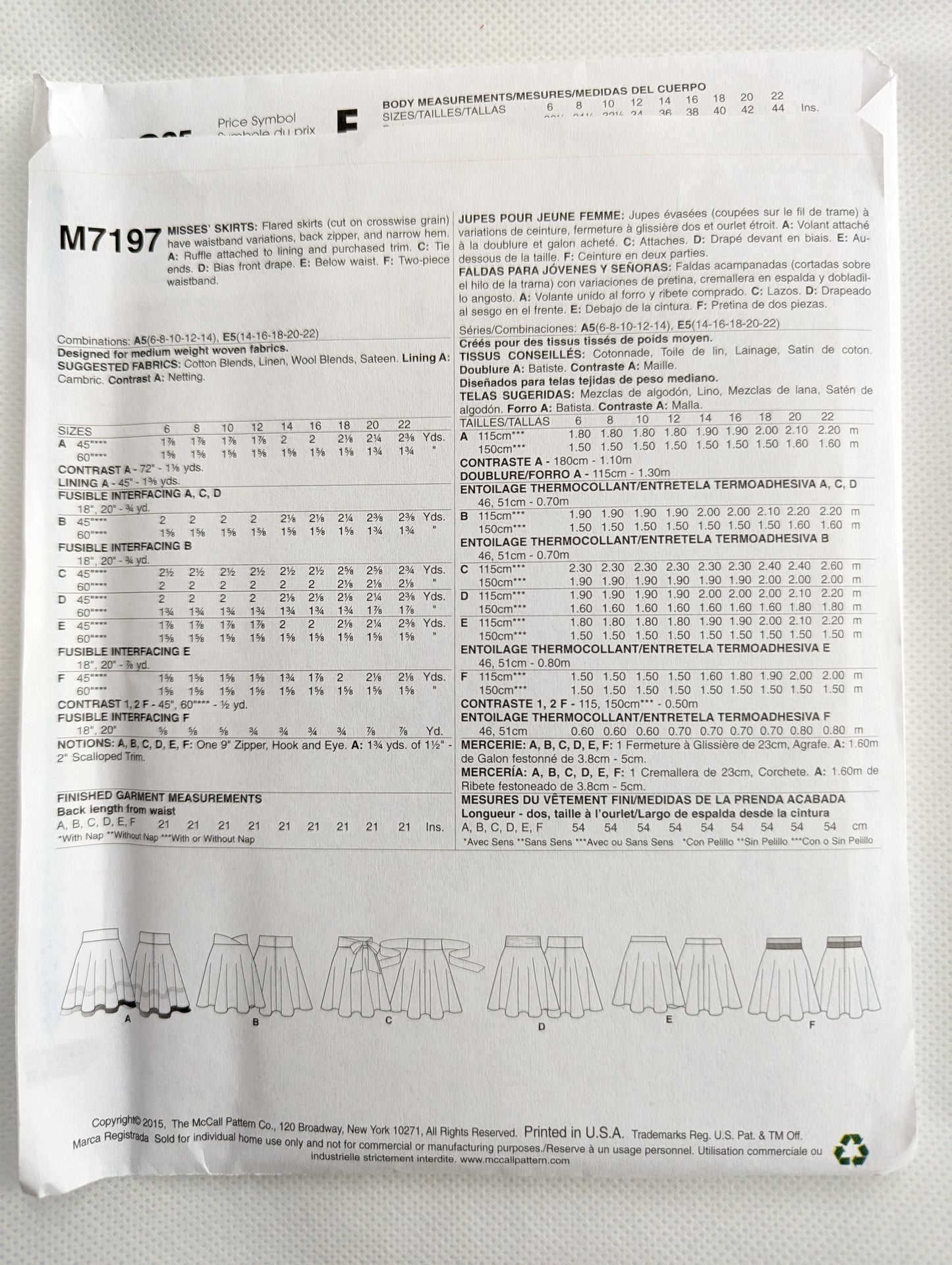 McCall's M7197 skirt pattern