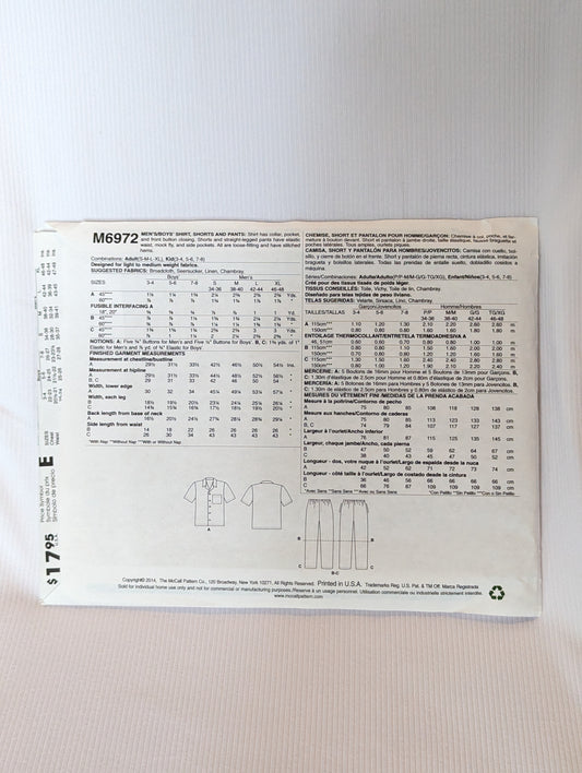 McCall's M6972 Adult Button Up and Slacks