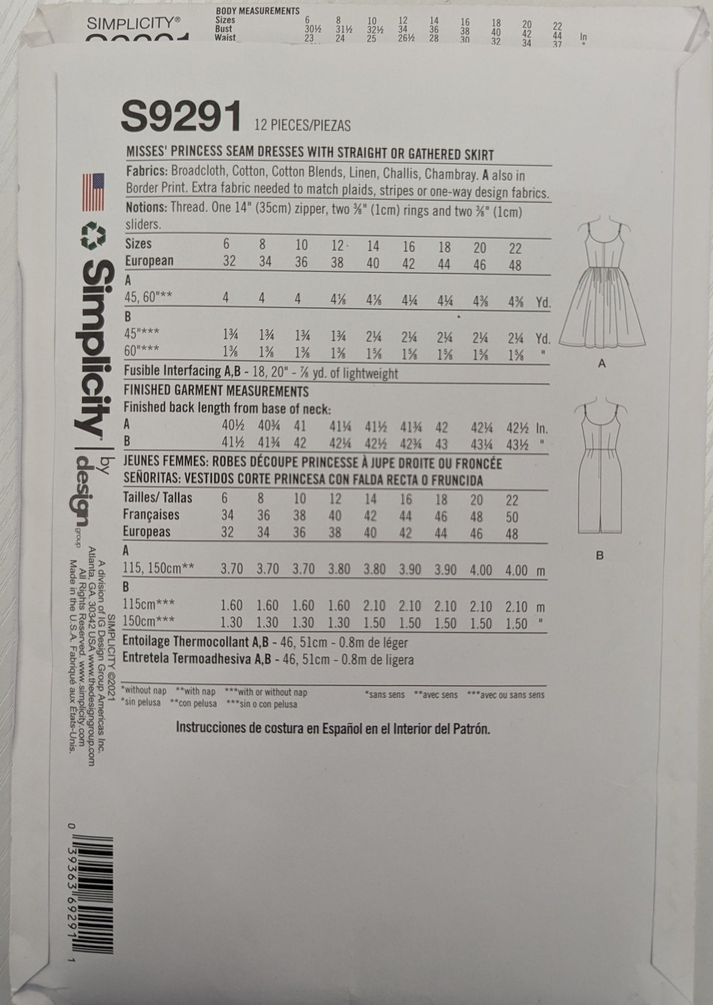 S9291 Simplicity Pattern by Gertie