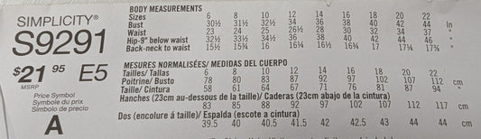 S9291 Simplicity Pattern by Gertie