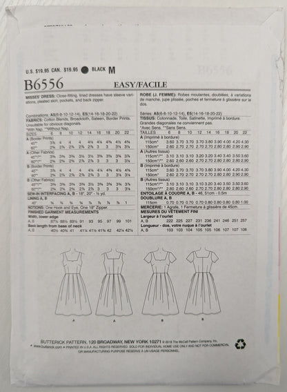 Pattern paper with text and dress diagrams on a white background