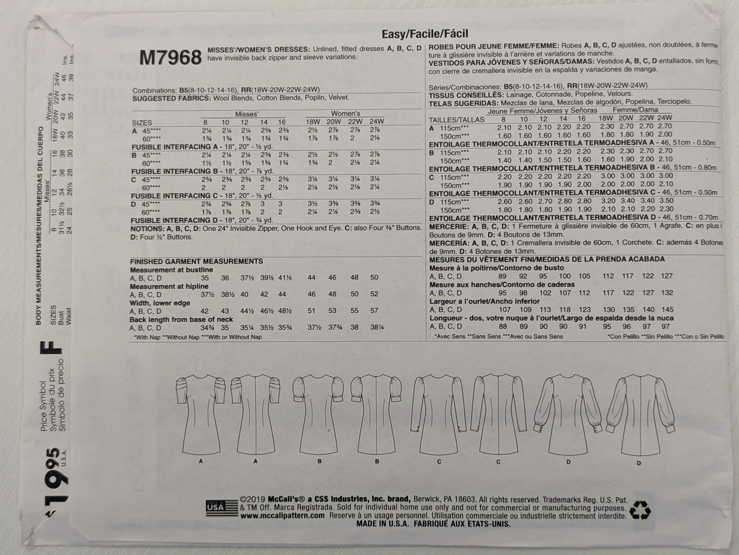 M7968 Dress size 18W-24W