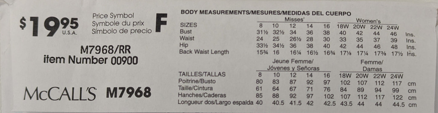 M7968 Dress size 18W-24W