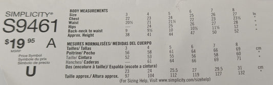 S9461 Kids Coat Sewing pattern