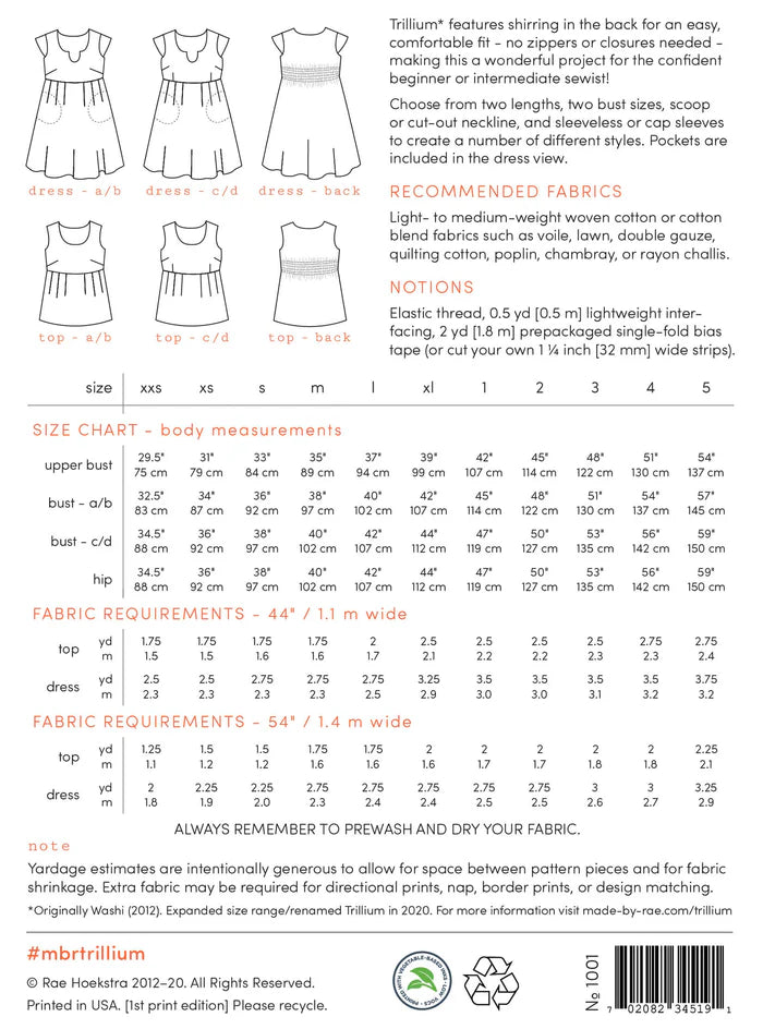 Made By Rae Trillium Dress Pattern (Paper)
