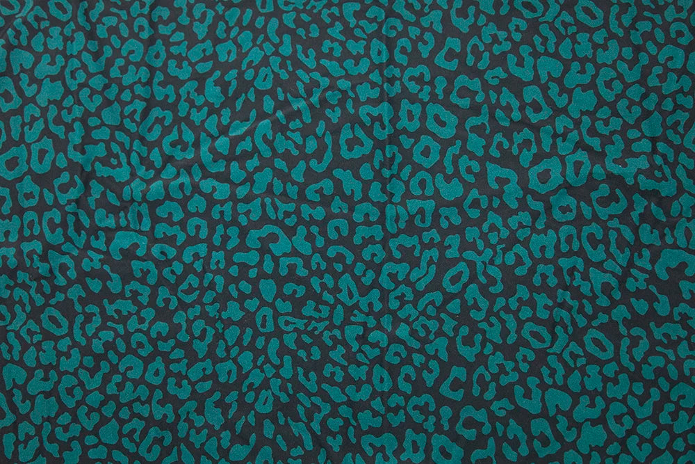 Teal Leopard Nylon Swim Fabric