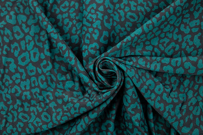 Teal Leopard Nylon Swim Fabric