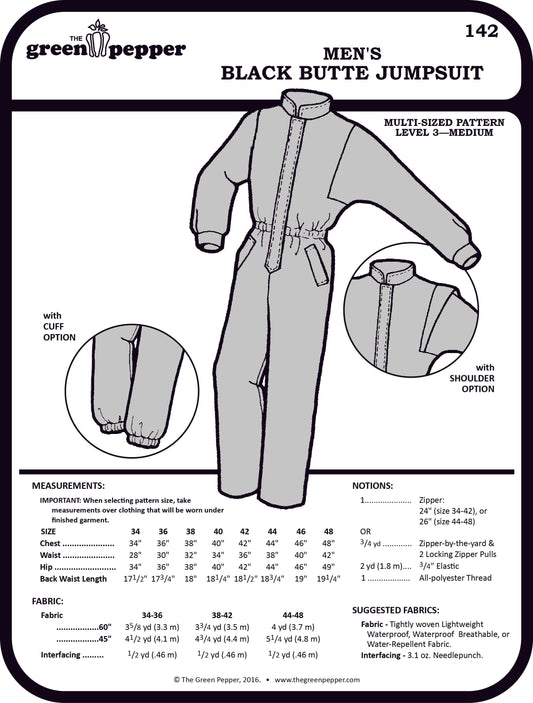 image of the cover for the Black Butte men's jumpsuit pattern.
