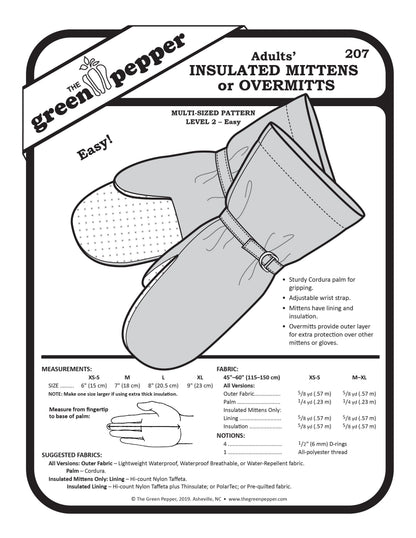 image of cover of sewing pattern for adults insulated mittens or overmittens.