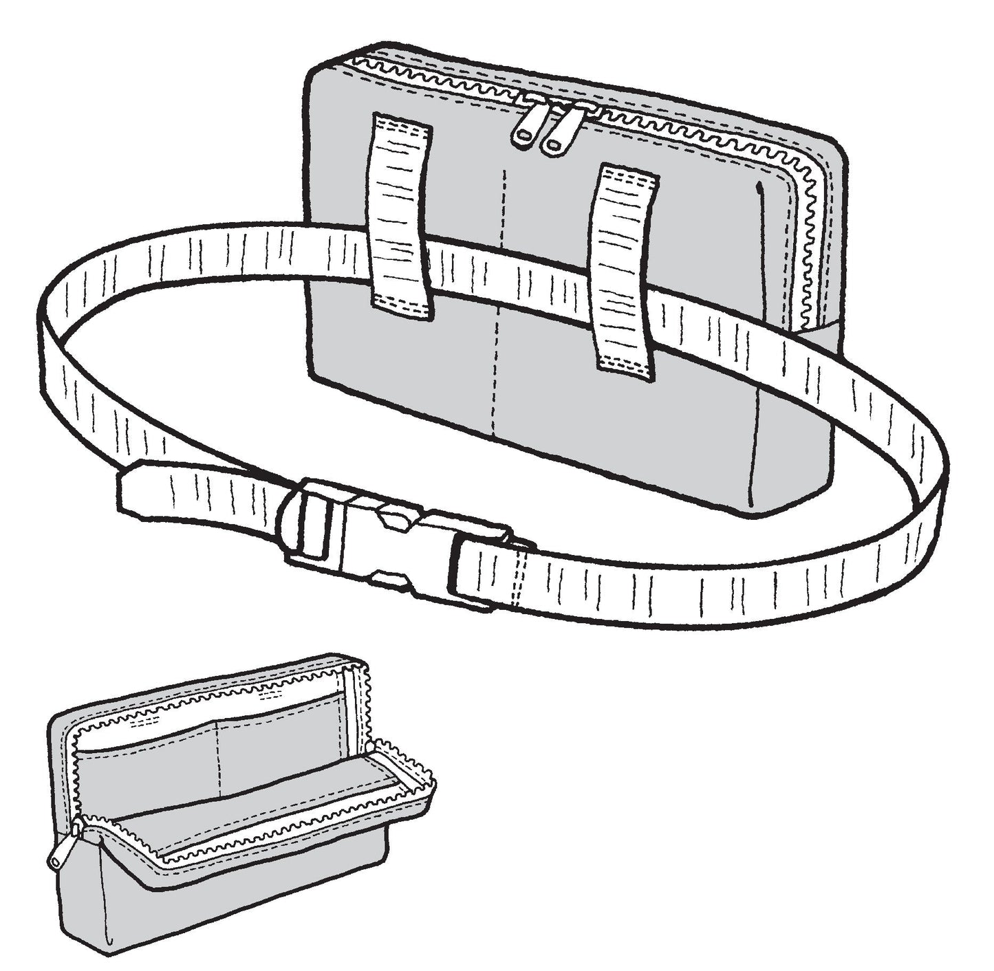 Gray bag with a strap on a white background