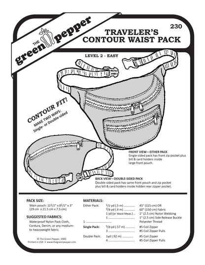 Image of the cover of the Traveler's Contour Waist Pack sewing pattern.