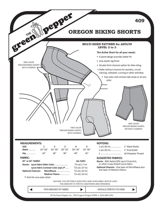 image of cover of 409 Oregon Biking Shorts sewing pattern