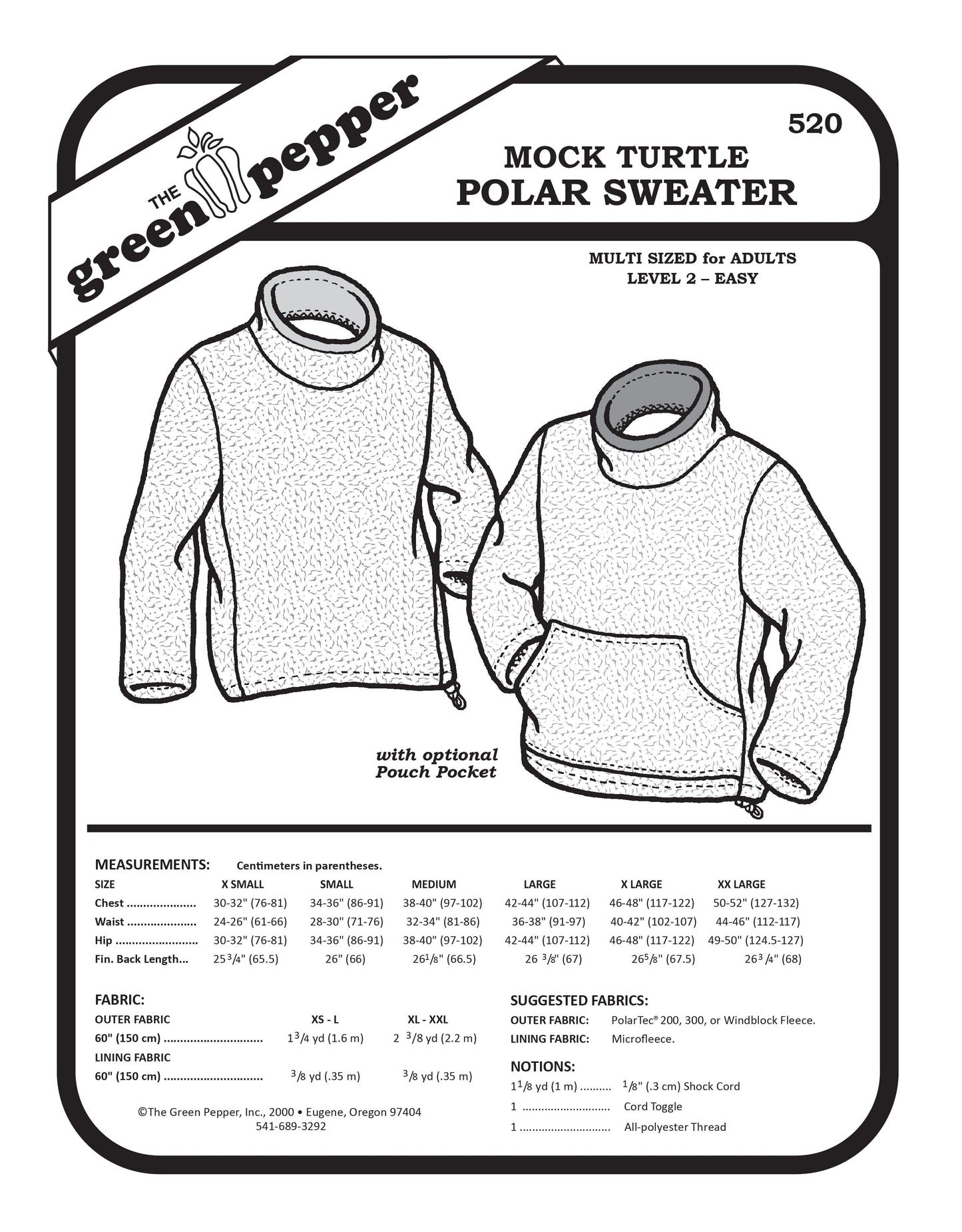 image of the cover of the 520 Mock turtle polar sweater sewing pattern