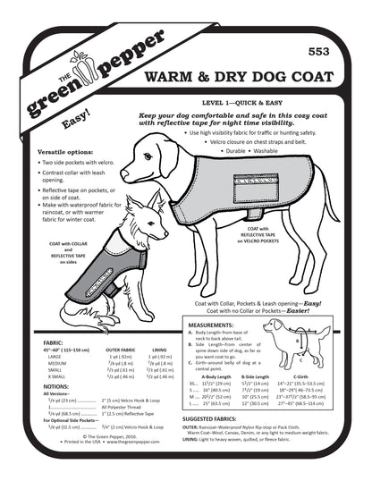 Image of the cover of the 553 Warm and Dry Dog Coat sewing pattern