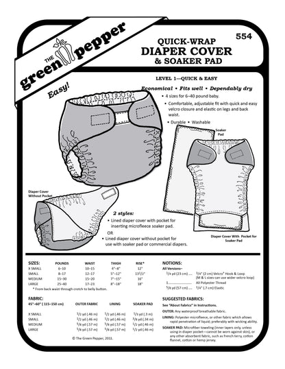 image of 554 Quick-Wrap Diaper Cover & Soaker Pad sewing pattern cover.