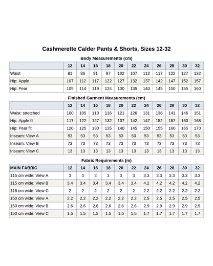 Cashmerette Calder Pants & Shorts PDF pattern
