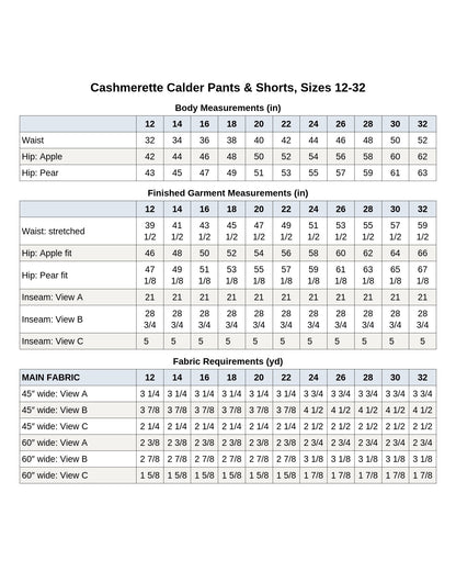 Cashmerette Calder Pants & Shorts PDF pattern