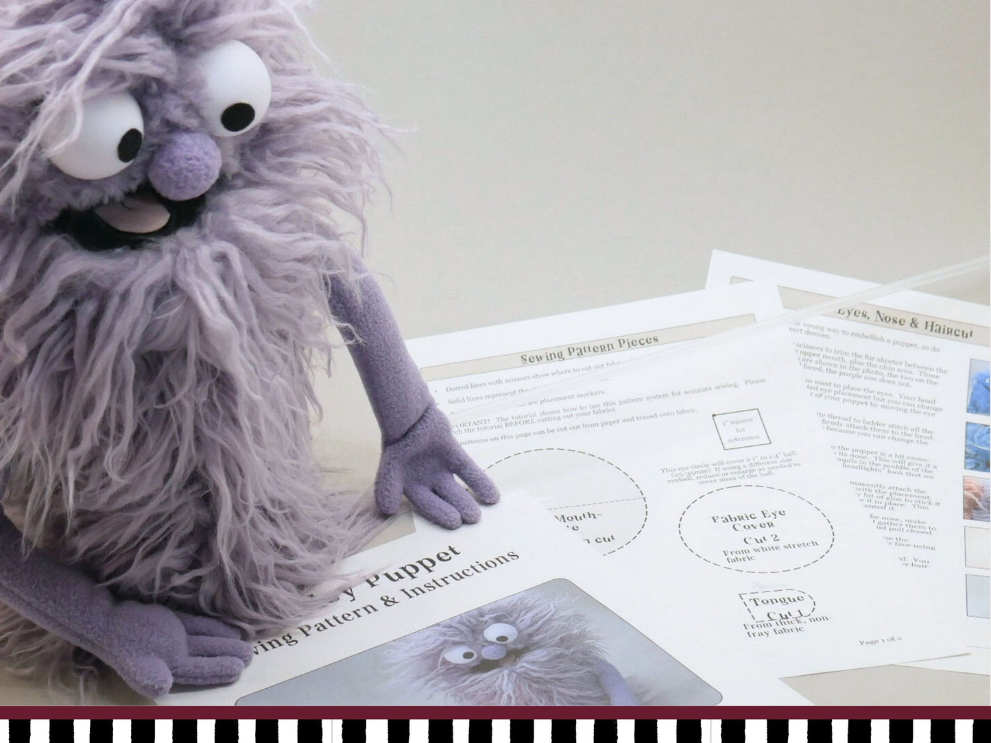 Furry Monster Puppet PDF Sewing Pattern