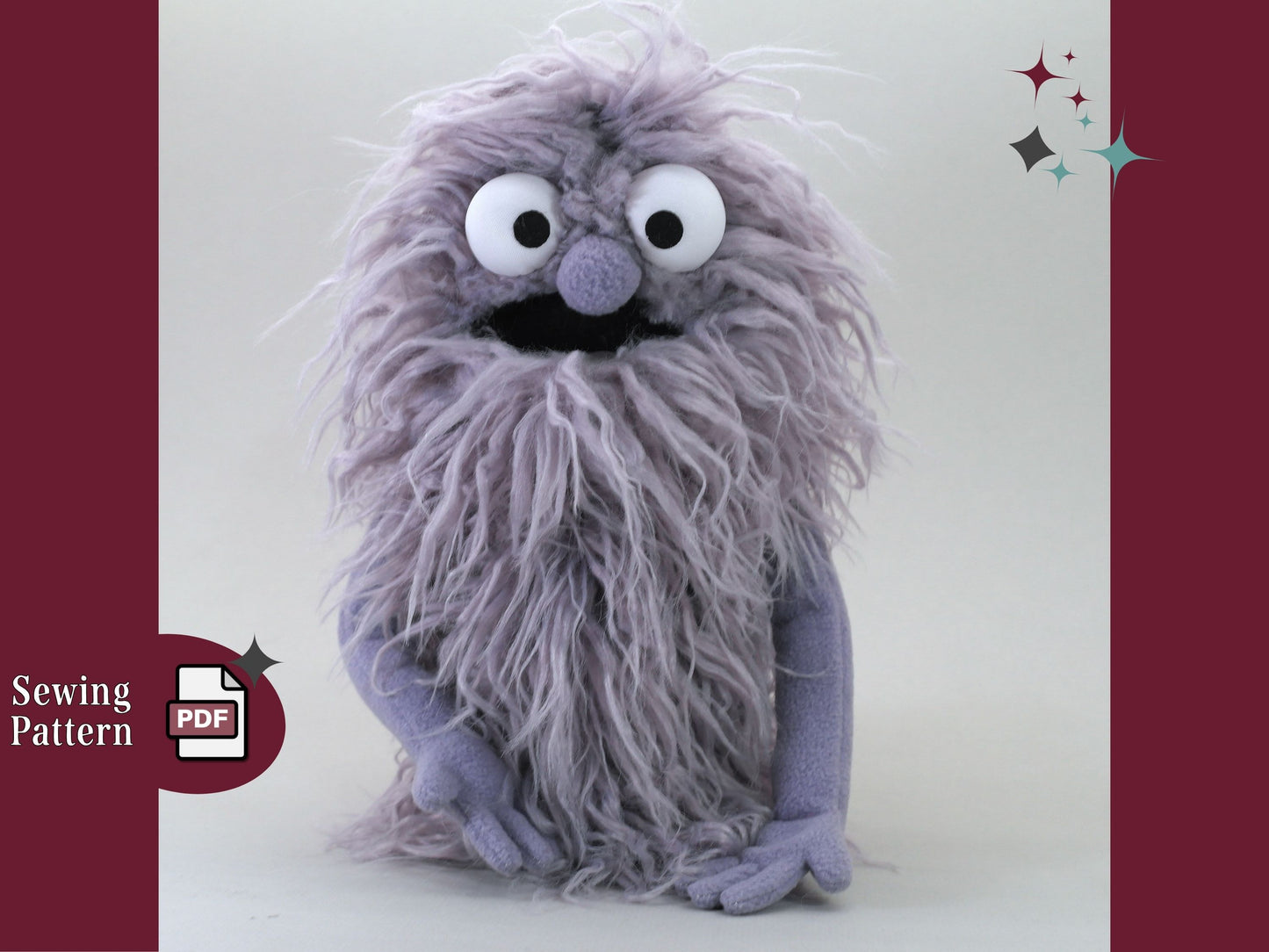 Furry Monster Puppet PDF Sewing Pattern