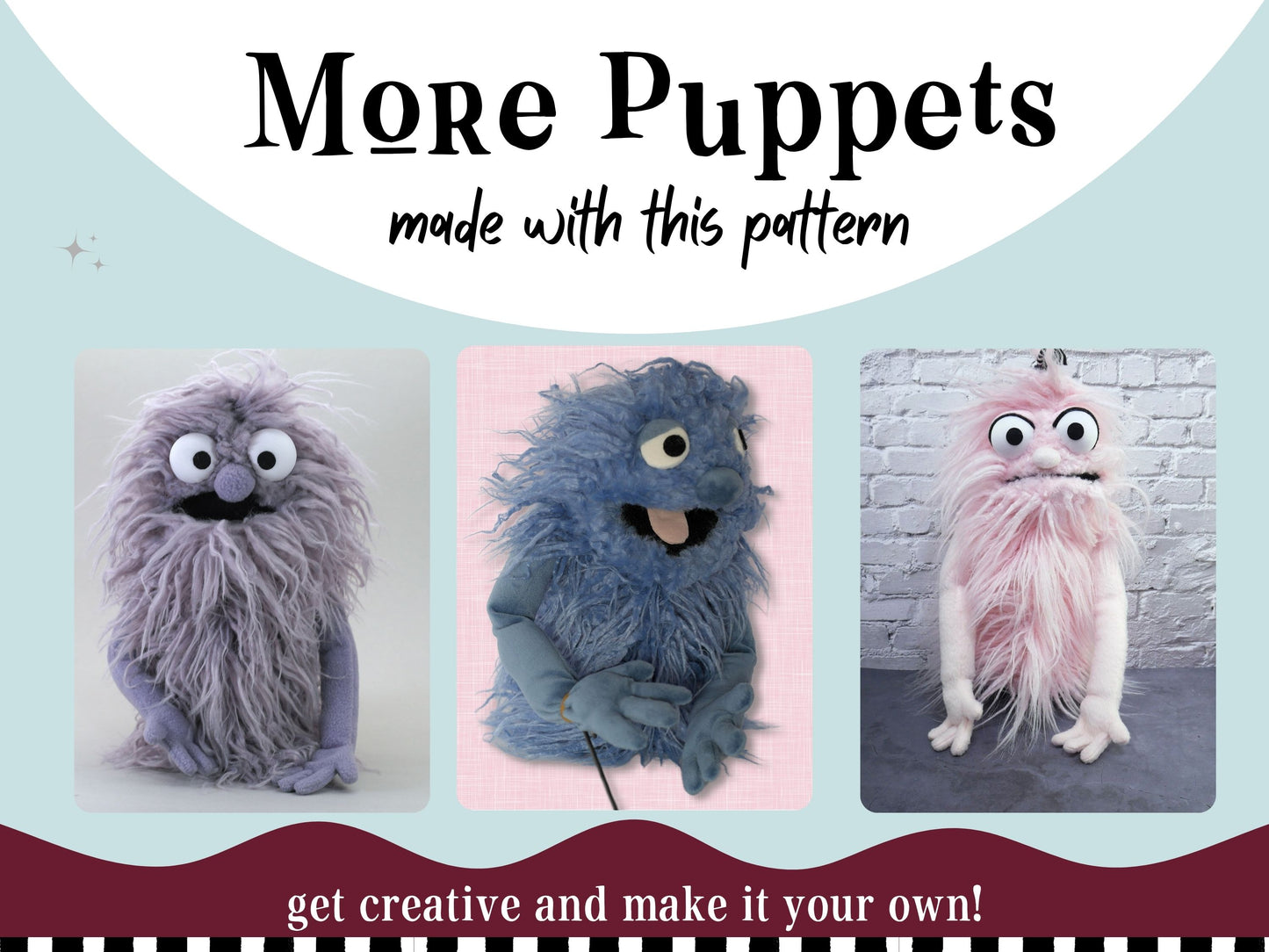Furry Monster Puppet PDF Sewing Pattern