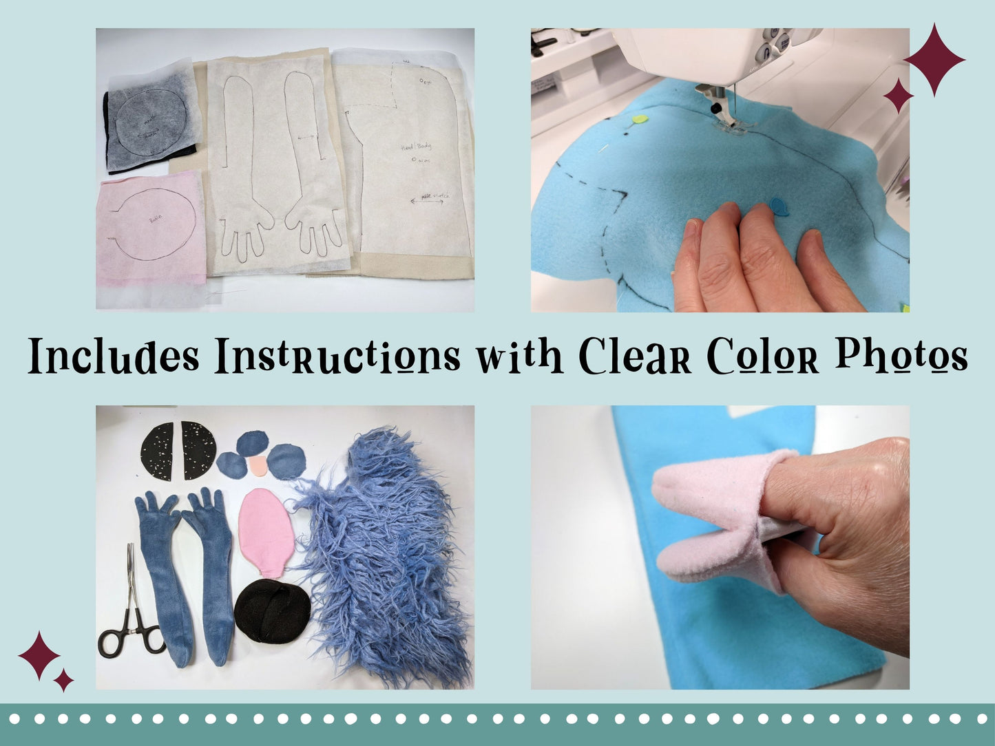 Furry Monster Puppet PDF Sewing Pattern