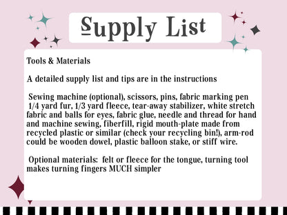 Furry Monster Puppet PDF Sewing Pattern