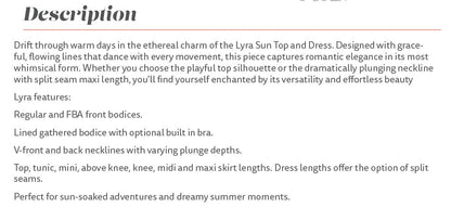 Lyra Sun Top and Dress