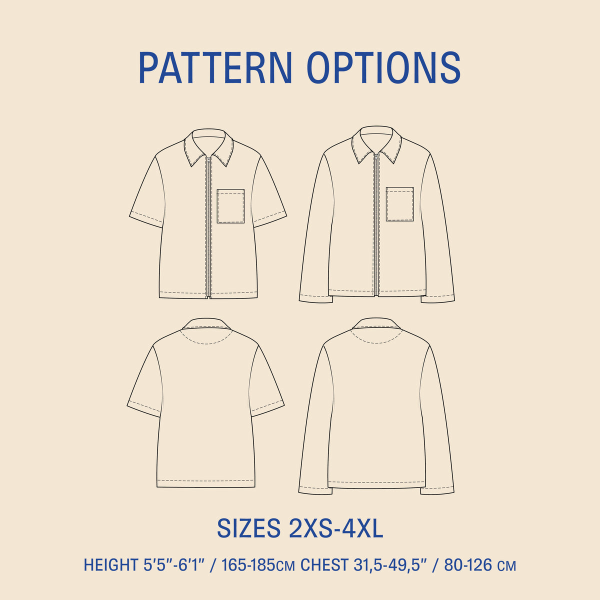 Men's Zip Shirt Sewing Pattern
