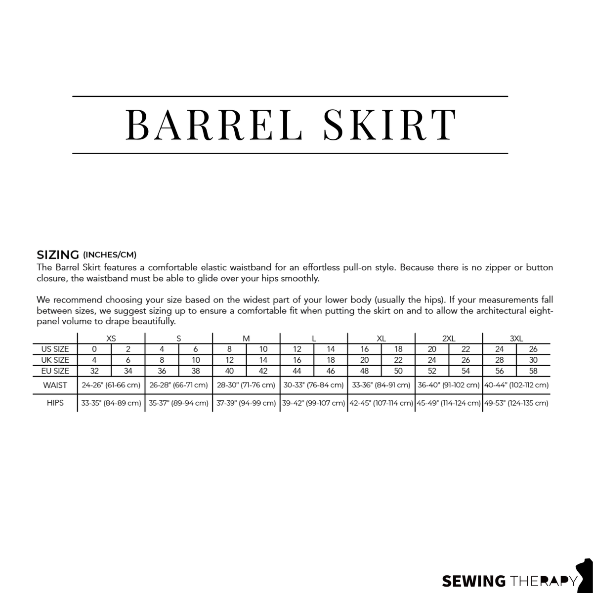 PDF Barrel Skirt Pattern - Sewing Therapy