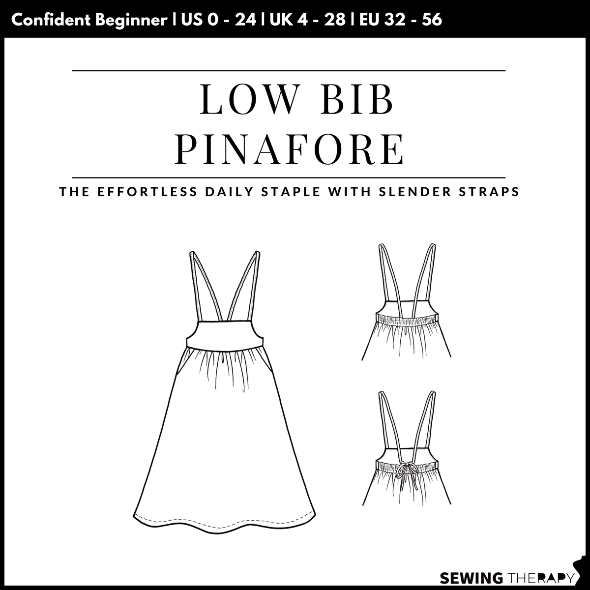 PDF Low Bib Pinafore Pattern - Sewing Therapy