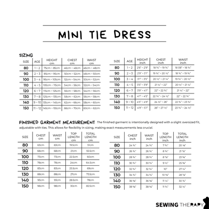 PDF Mini Tie Dress Pattern for Ages 1 – 12 (Sizes 80–150 cm) | Sewing Therapy
