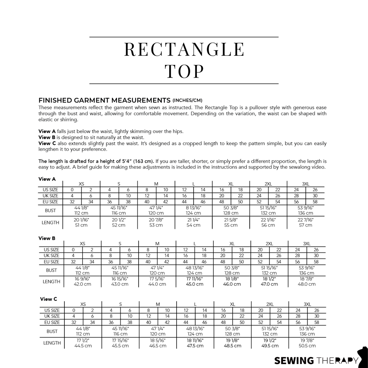 PDF Rectangle Top Pattern - Sewing Therapy