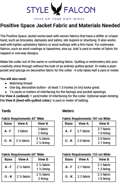 Style Falcon Positive Space Jacket Digital Sewing Pattern